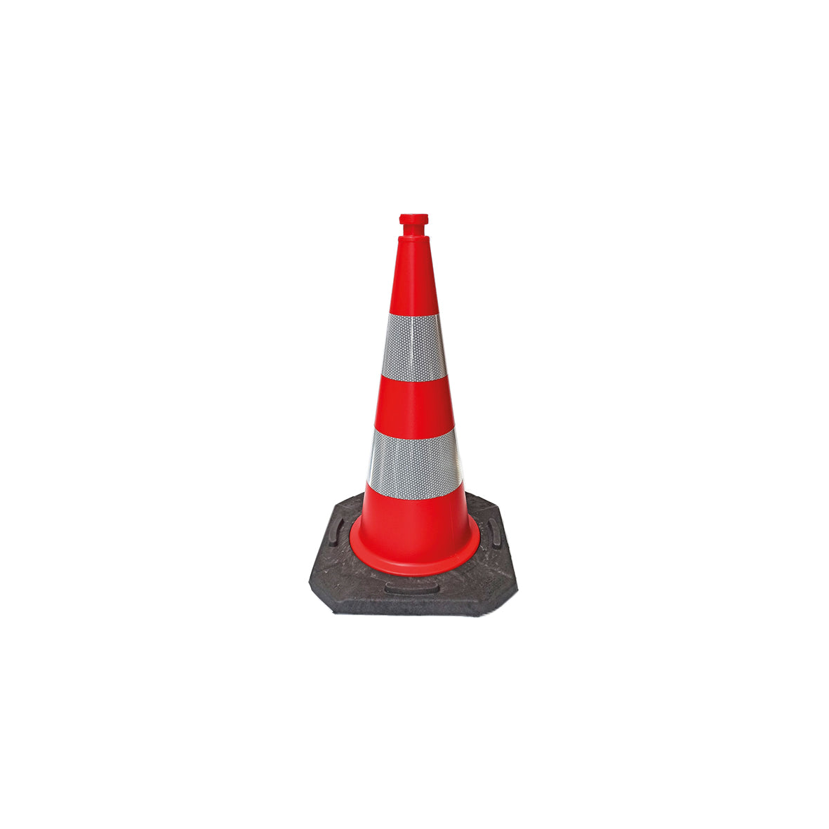 Verkehrsleitkegel, rot-reflektierend R2, 100 cm, Gewichtsklasse 3, 2-teilig, 2 Streifen, 9.0 kg, Bast