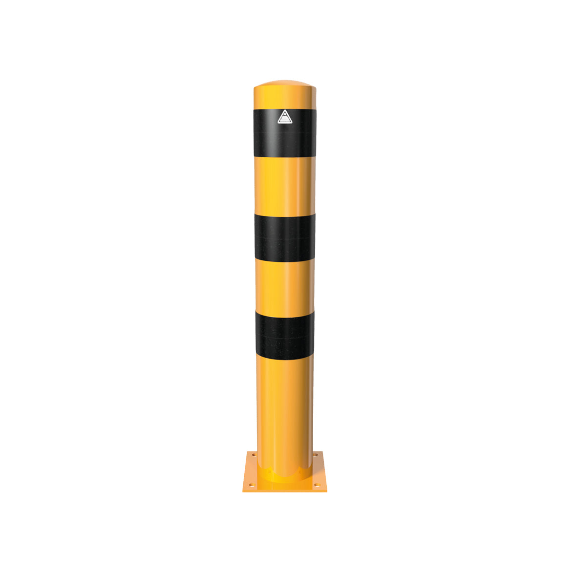 Stahlrohrpoller 273 mm, 1000 mm, verzinkt, gelb-schwarz, zum Aufschrauben, mit Bodenplatte