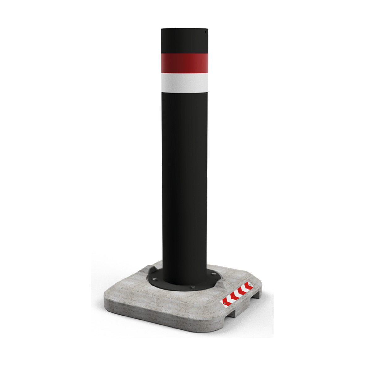 Mobile Absperrung Poller, ø 273 mm, Höhe 1650 mm, 230 kg, schwarz und rot-weisse Streifen