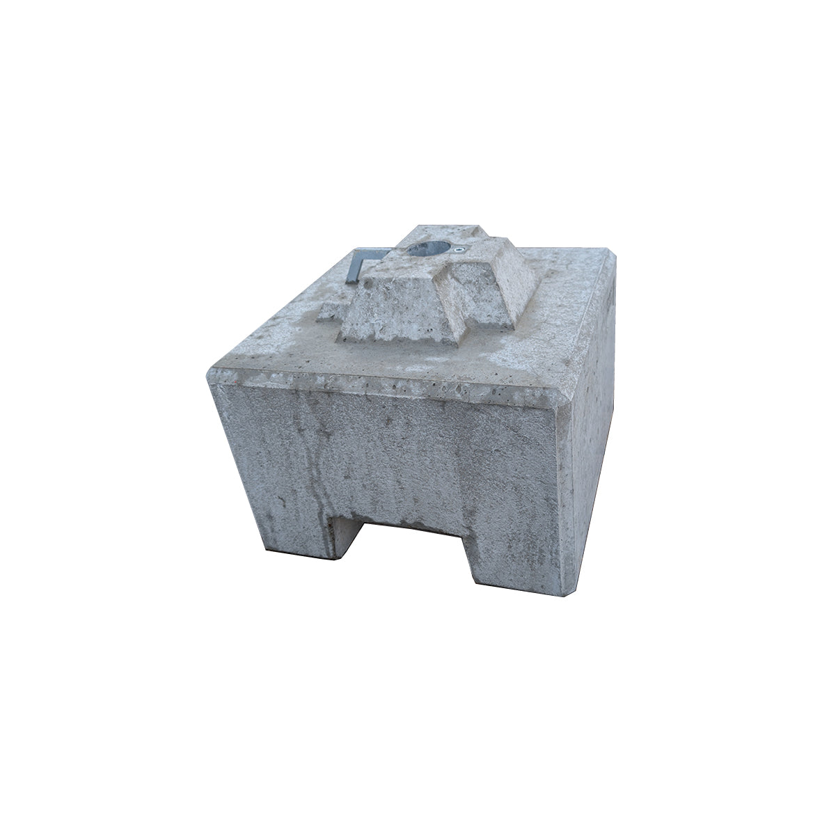 Mobile Absperrung Swissblock, 1K, 50/50/30 cm, 155 kg, Bodenhülse ø 60 mm, 1 Aussparung für Hubwagen