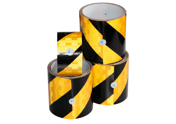 Warnmarkierungsband R1, mit Laminat, Schraffur 40 mm, gelb-schwarz, 5 m x 100 mm, VE = 1x li, 1x re