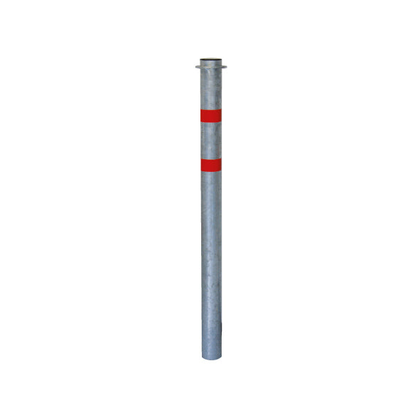 Kettenständer 60 Rosette, zum Einbetonieren, verzinkt mit roten reflektierenden Streifen. H 1300 mm