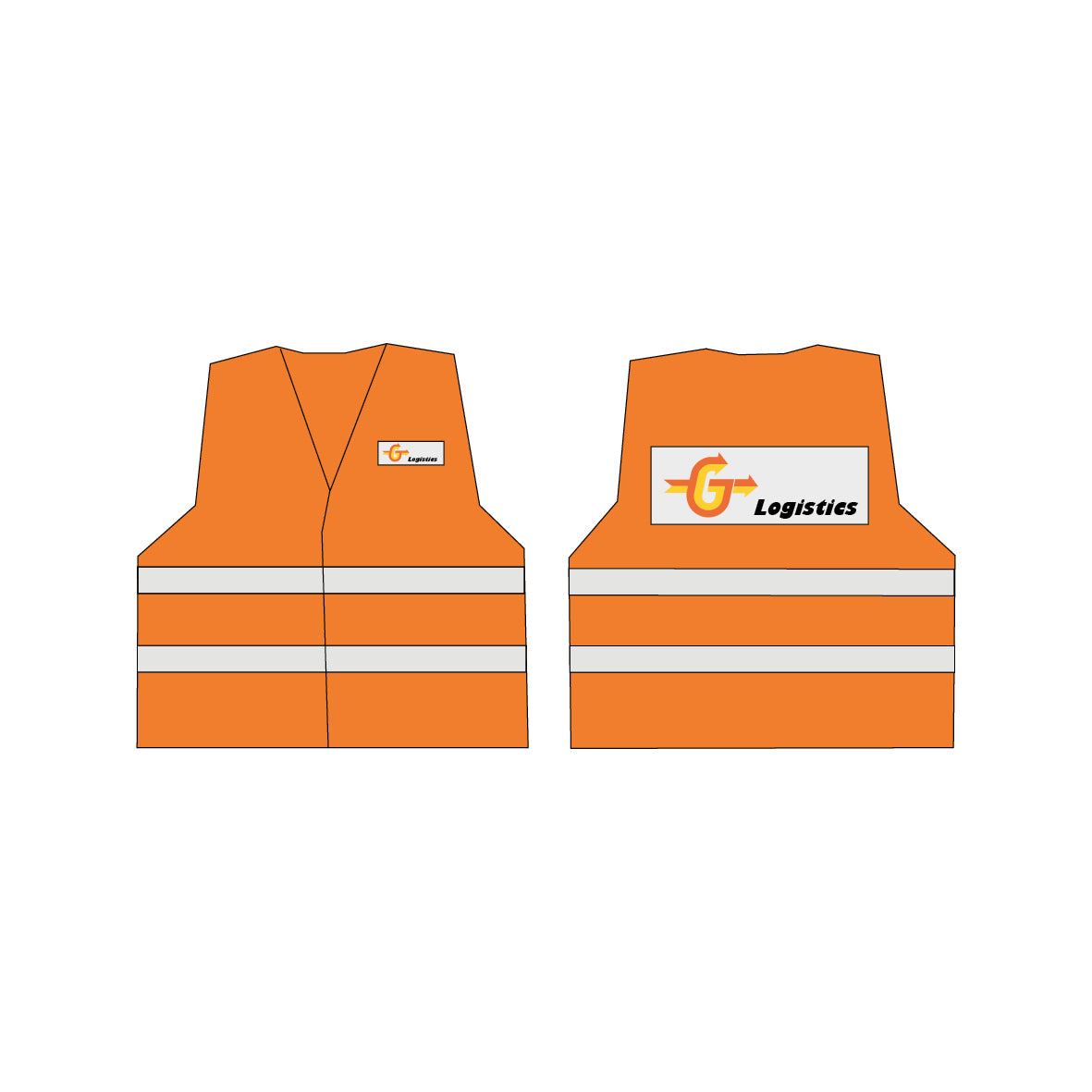 Warnweste mit Text reflektierend, EN 20471, orange fluoreszierend, reflektierender Text oder Logo nach Ihren Angaben