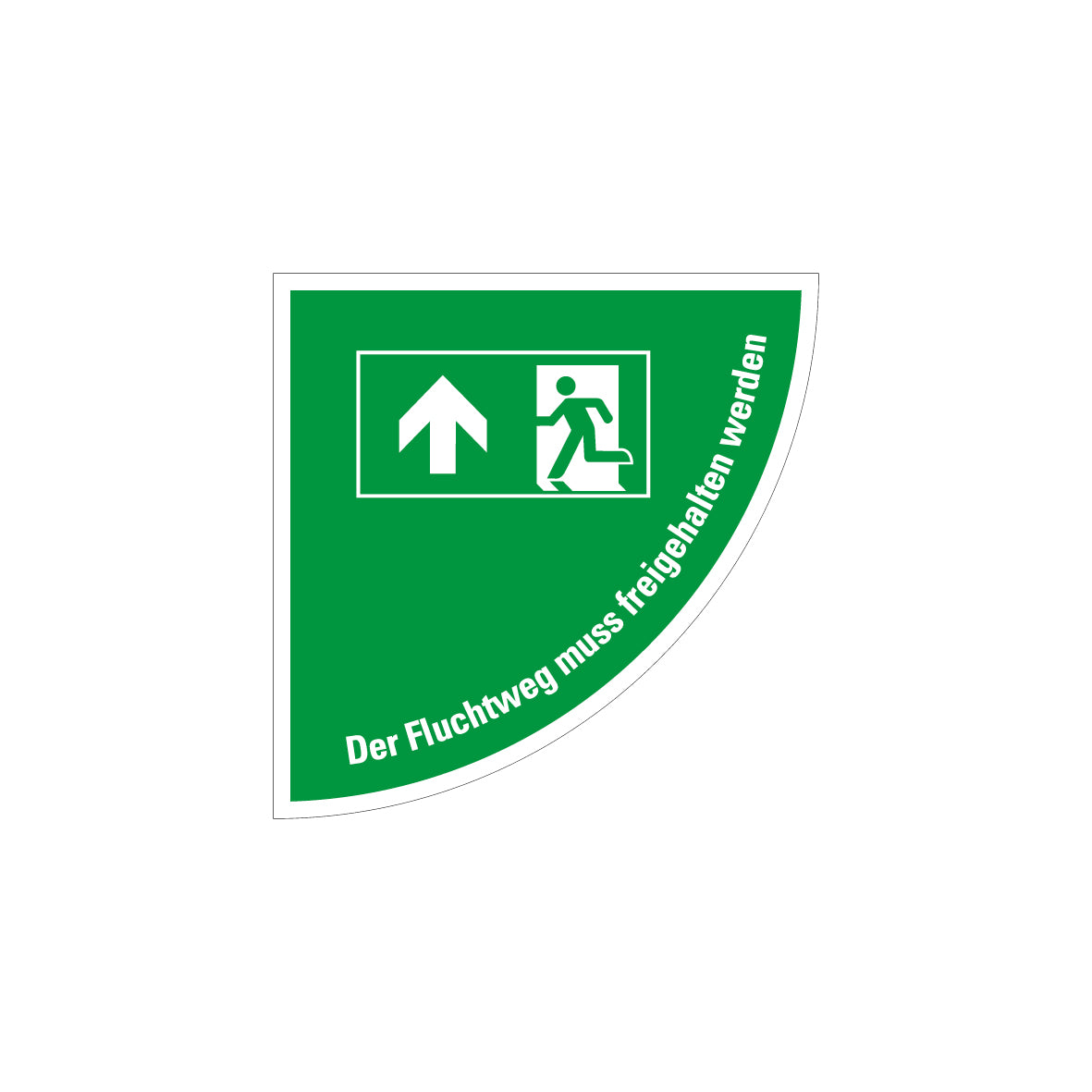 Bodenmarkierung Fluchtweg, 6.R-203, 750/750 mm, Viertelkreis, FO mit Antirutschlaminat R10