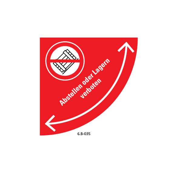 Bodenmarkierung Brandschutz, 6.B-201, 750/750 mm, Viertelkreis, FO mit Antirutschlaminat R10