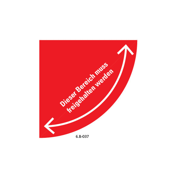 Bodenmarkierung Brandschutz, 6.B-203, 750/750 mm, Viertelkreis, FO mit Antirutschlaminat R10