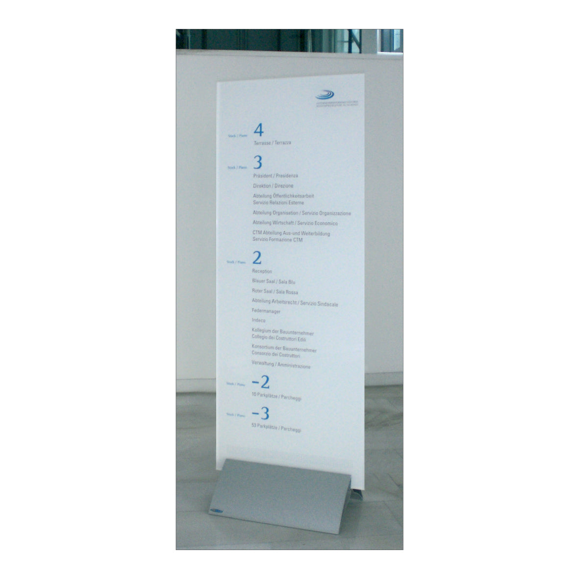 Klemmaufsteller Pressto, Standfuss Alu eloxiert, Breite 500 mm