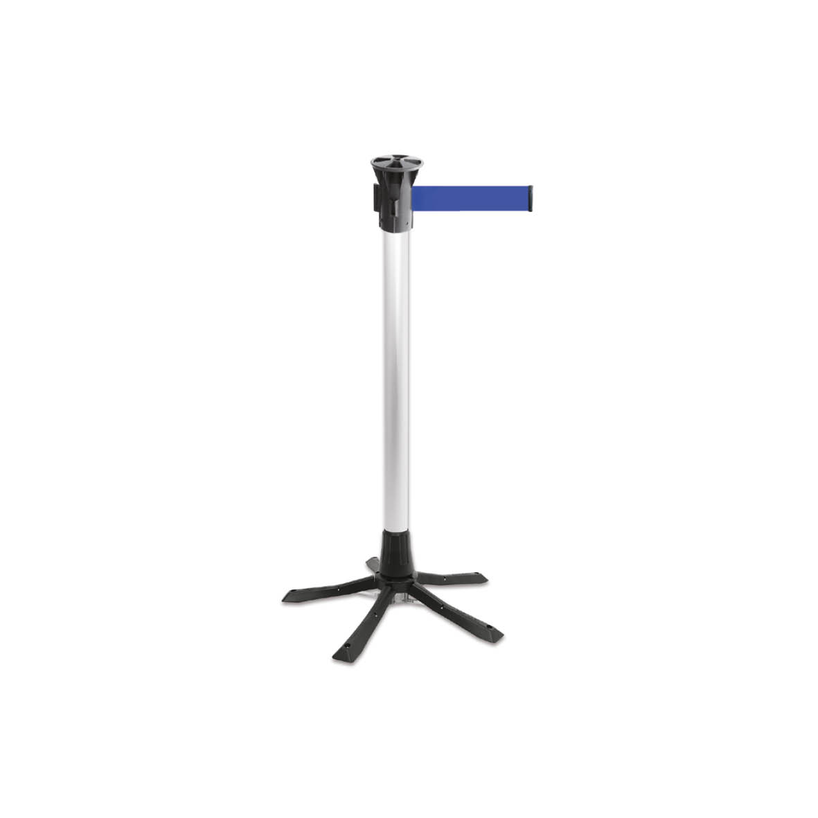 Gurtabsperrpfosten Tempaline, 2,1 m, Elox-Pfosten, blauer Gurt, H 950 mm, ø Pfosten/Fuss 45/510 mm