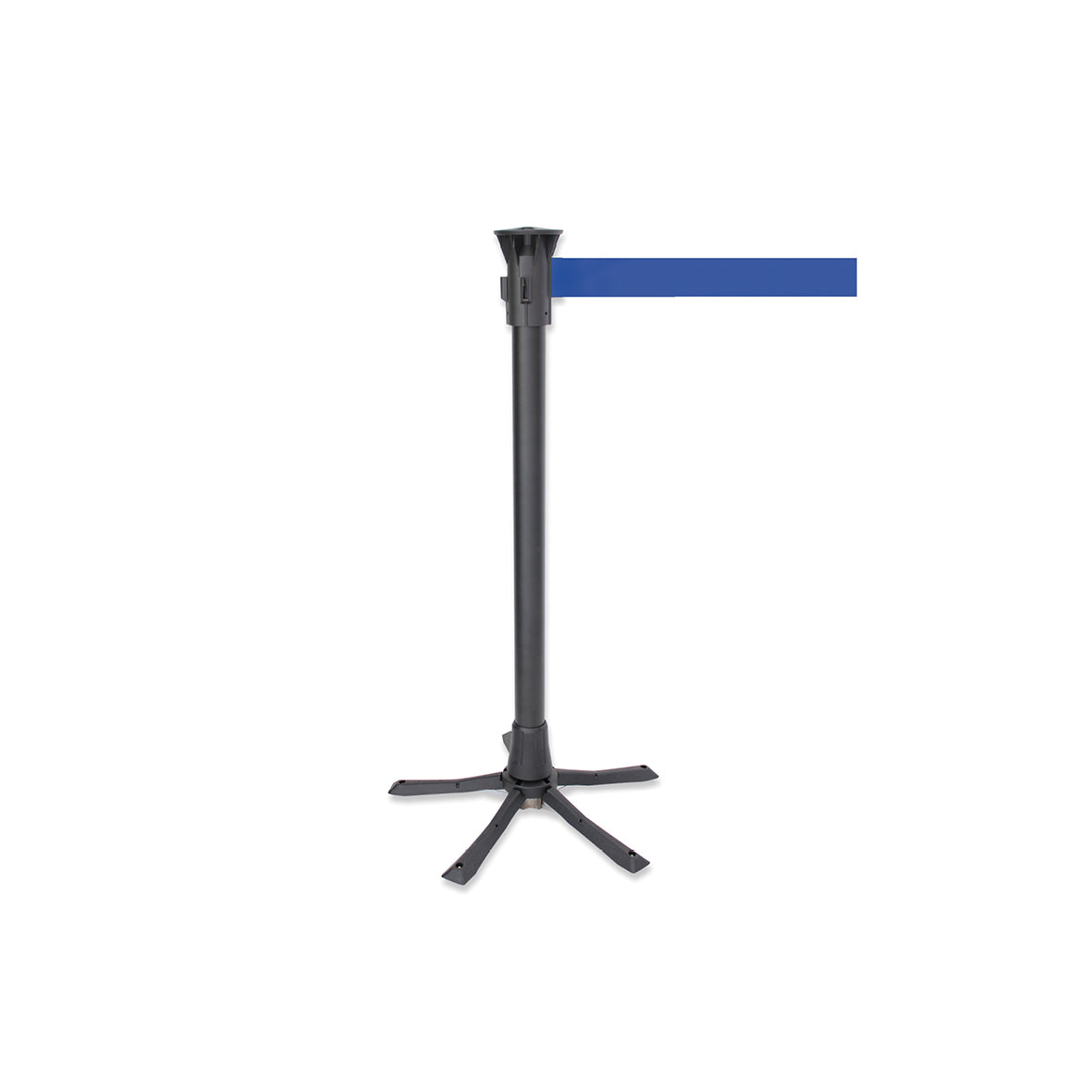 Gurtabsperrpfosten Tempaline, 2,1 m, schwarzer Pfosten, blauer Gurt, H 950 mm, ø Pfosten/Fuss 45/510 mm