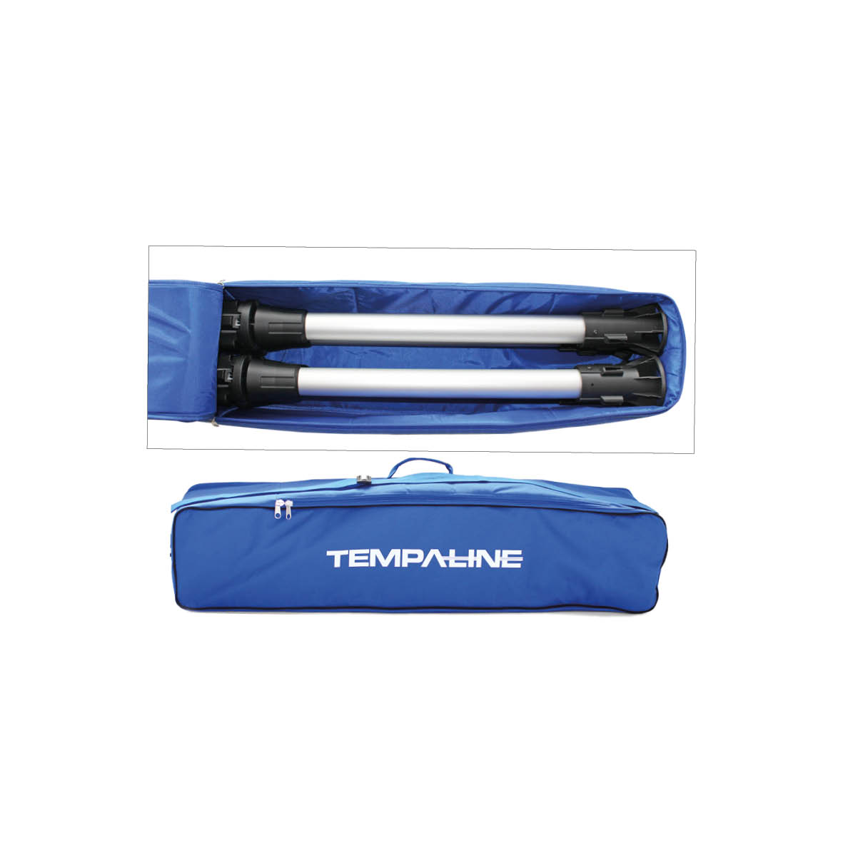 Gurtabsperrpfosten Tempaline, 4-er Set, 2,1 m, Elox-Pfosten, blauer Gurt, H 950 mm, ø Pfosten/Fuss 45/510 mm