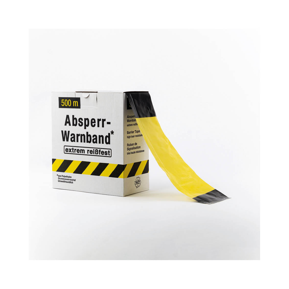 Absperrband, Standard, gelb-schwarz, geblockt, VE 5 Stk.