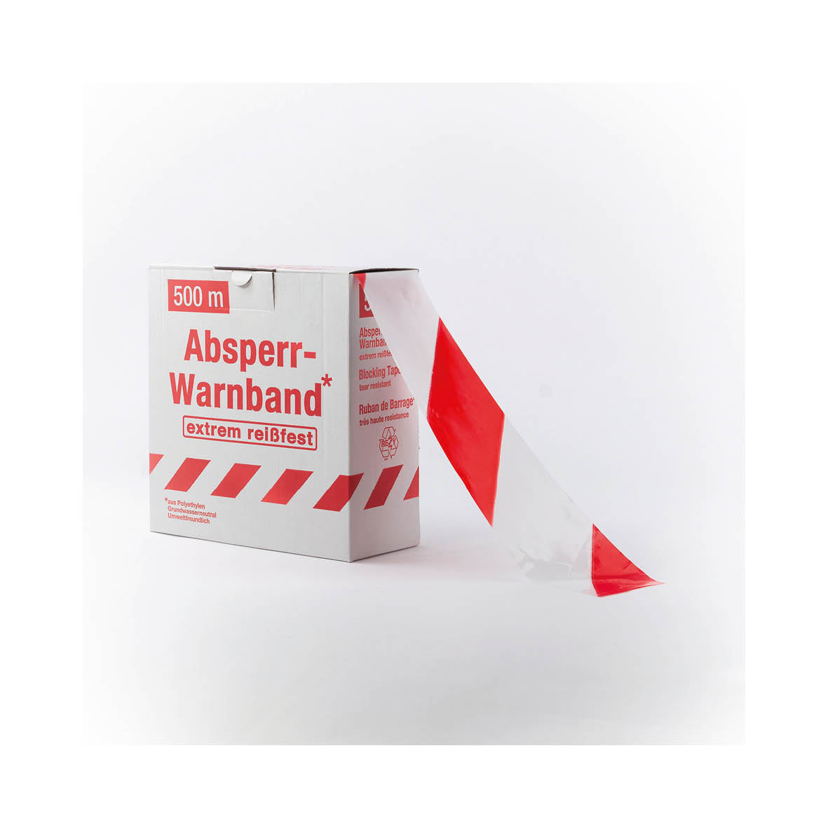 Absperrband, Standard, rot-weiss, schraffiert