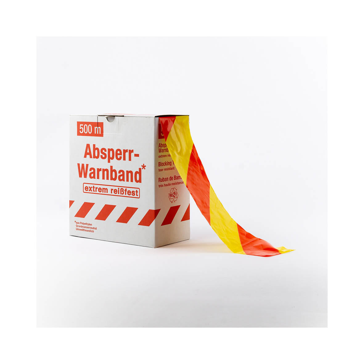 Absperrband, Standard, rot-gelb, schraffiert, VE 5 Stk.