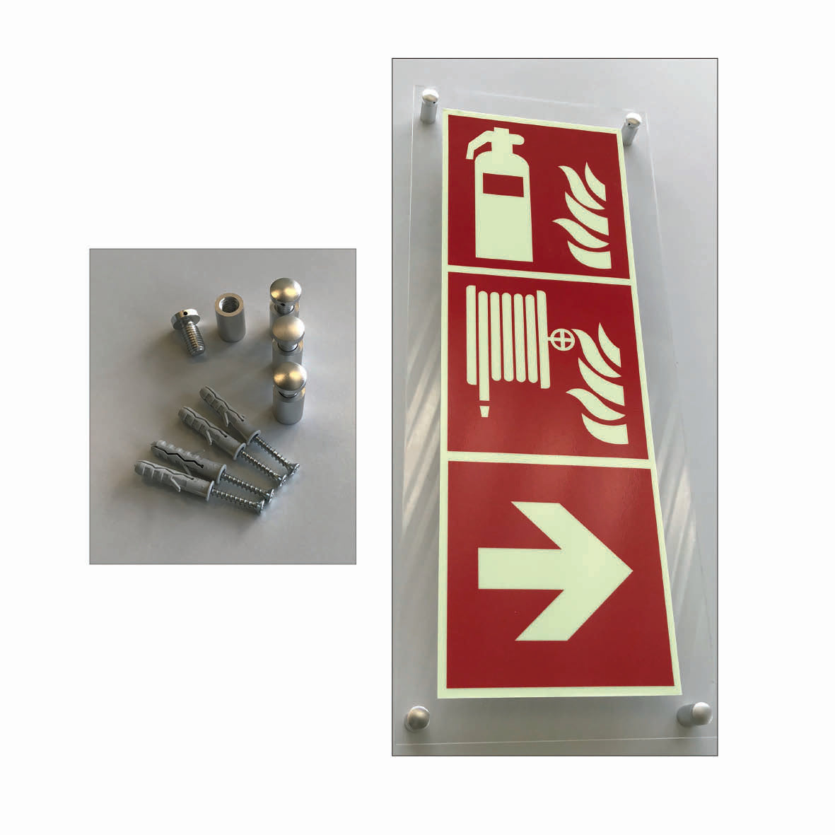 Wandschild Plexiglas Abstandhalter, Fisso Mix Alu, 4er-Set, Alu titan, 20/13 mm, VE 4 Stk.