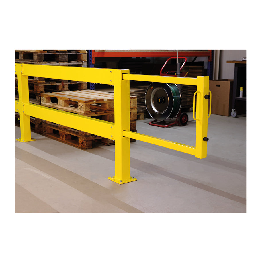 Schutzgeländer 100, Schiebetüre, mit 2 Endpfosten, B 3760 mm, Durchgangsbreite 1500 mm, 86.3 kg