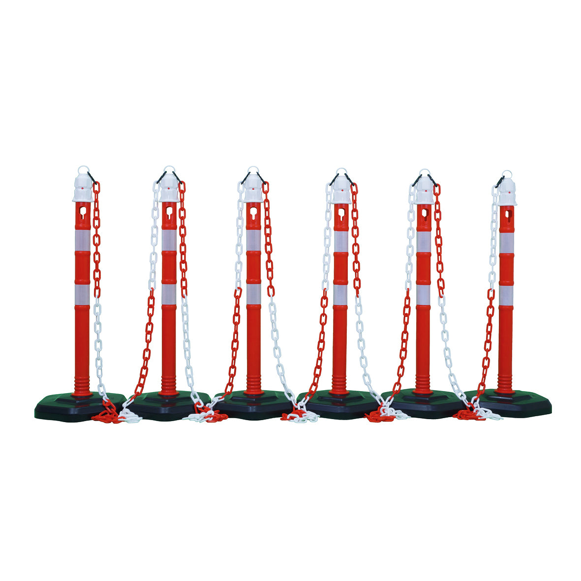 Kettenständer-Set MultiMax, rot-weiss, 6 Pfosten, 5 Ketten