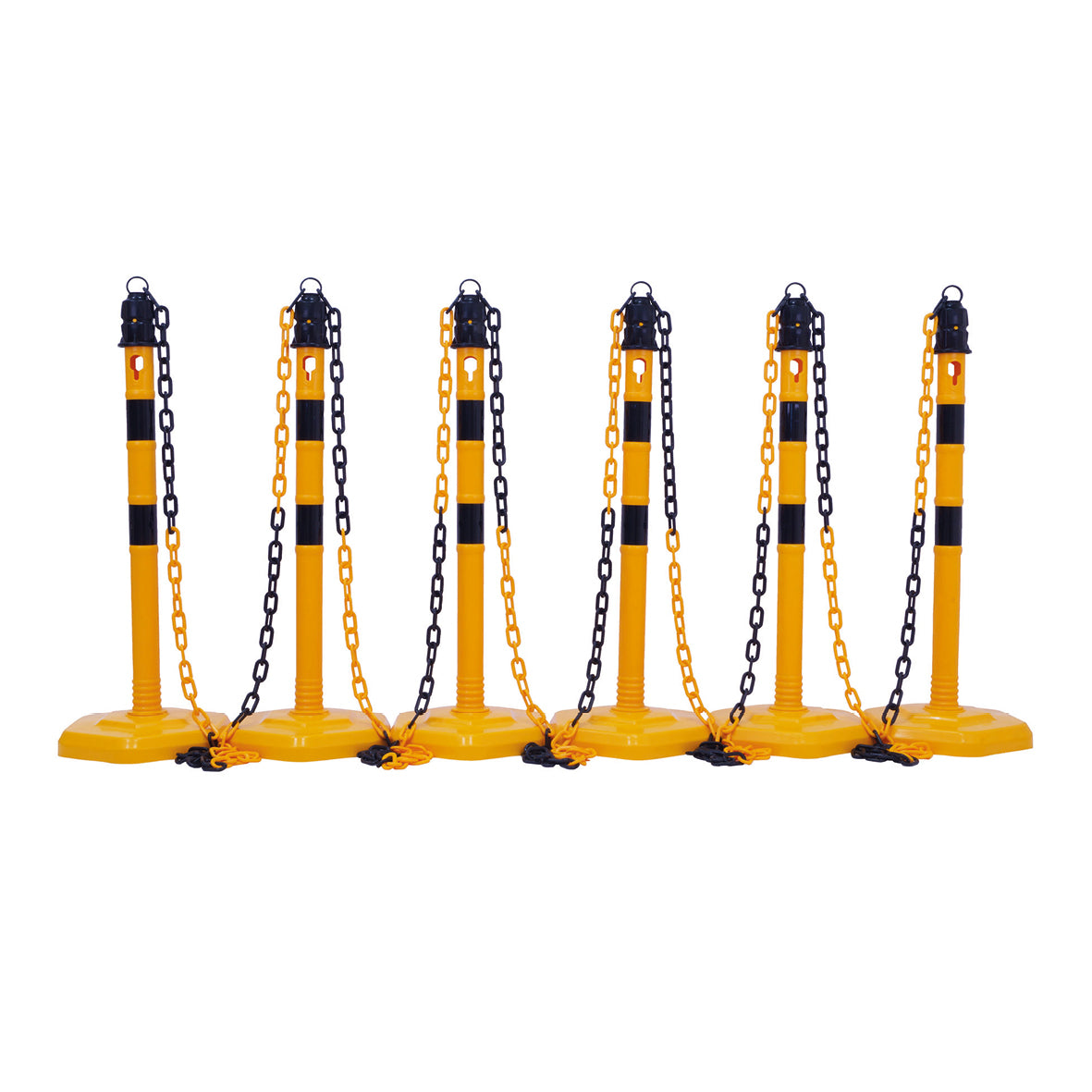 Kettenständer-Set MultiMax, gelb-schwarz, 6 Pfosten, 5 Ketten