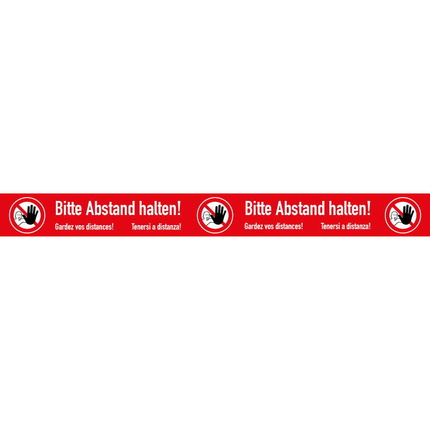 6.W-521 Abstand halten d/f/i, 500 x 50 mm, Warnzeichen, Praxisbewährt