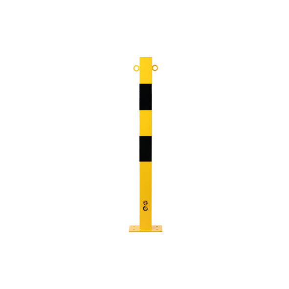 Absperrpfosten 70, zum Aufschrauben, 2 Ösen, gelb-schwarz, 70/70 mm, Höhe: 1000 mm