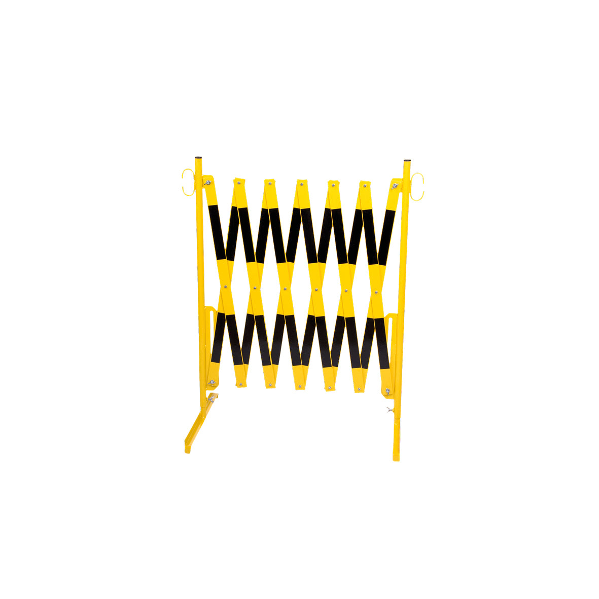 Scherensperre, Stahl, gelb-schwarz lackiert, Max. Breite 3.6 m. Gewicht: 12 kg, B/H/T: 380 x 950 x 450 mm, zusammengeklappt