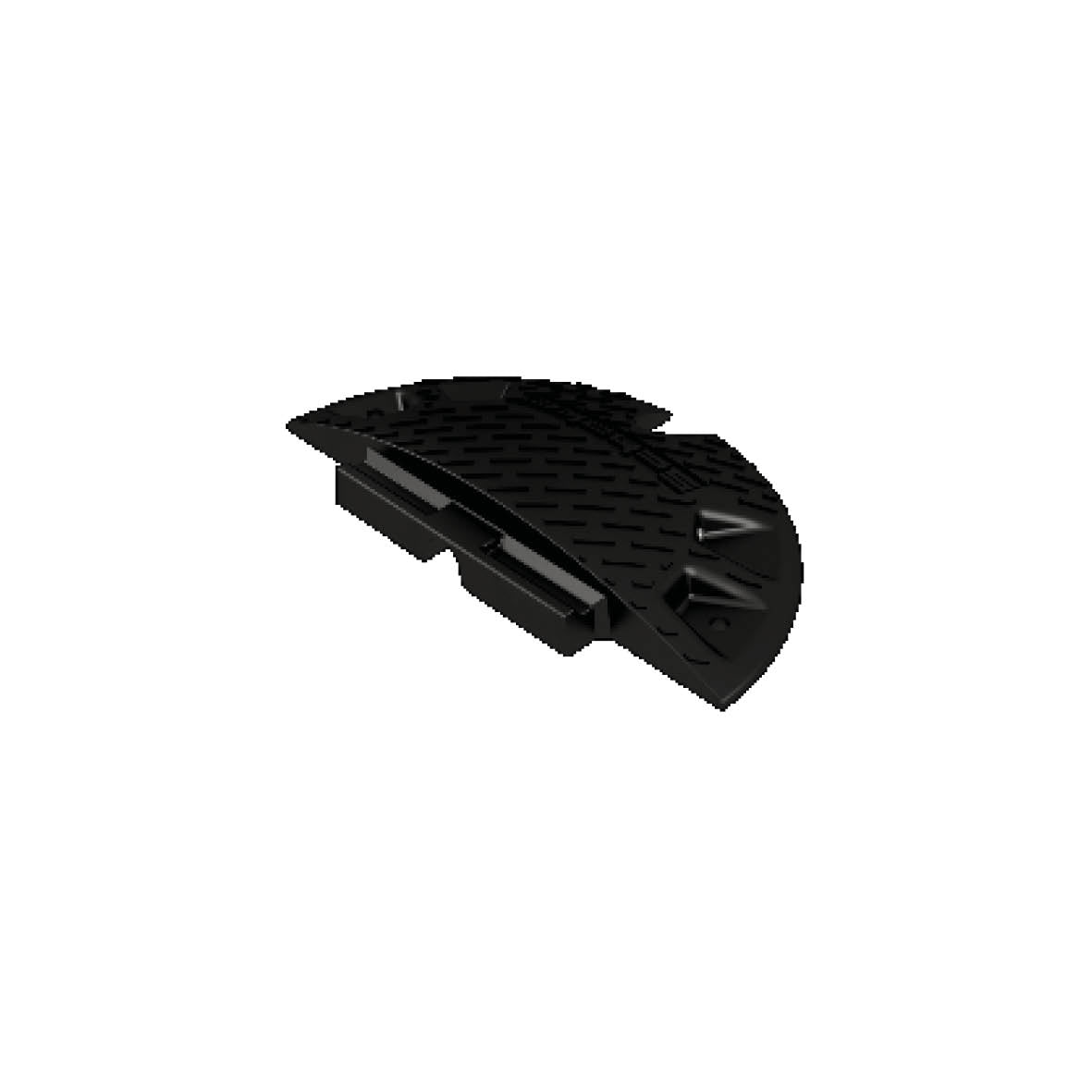 Bodenschwelle 60, Endstück mit Adapter, mit Reflektorenlinsen, Überfahrlänge 430 mm, Breite 215 mm, schwarz, Höhe: 60 mm, 3.7 kg