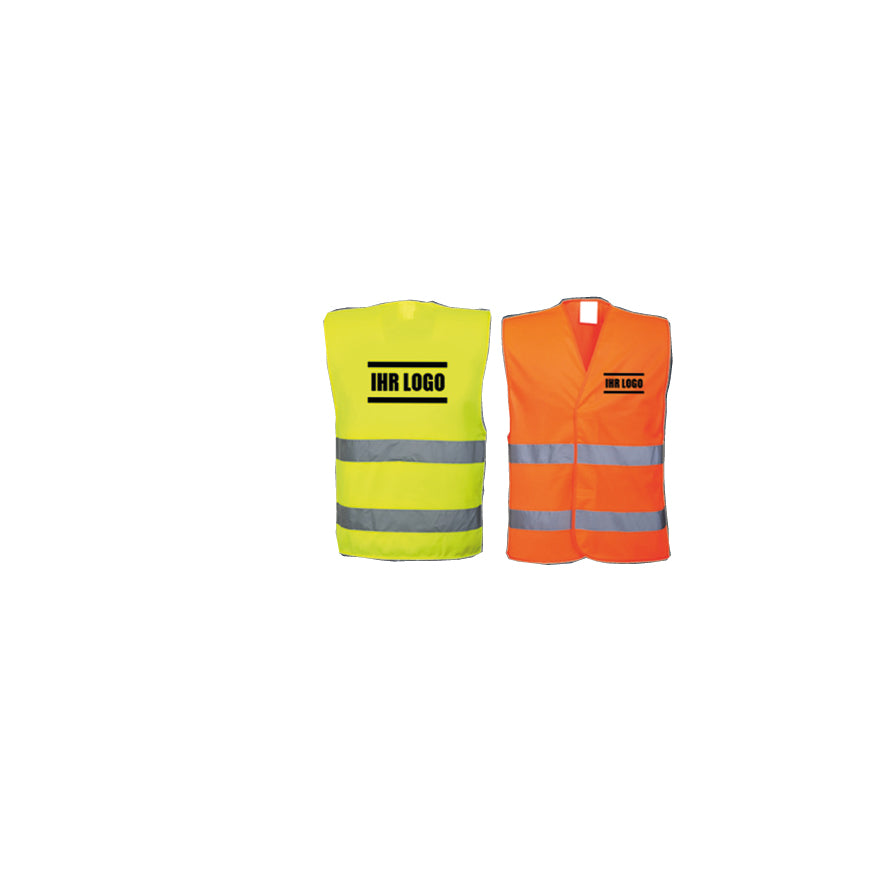 Warnweste mit Text, VE 100 Stk., EN ISO 20471, gelb fluoreszierend