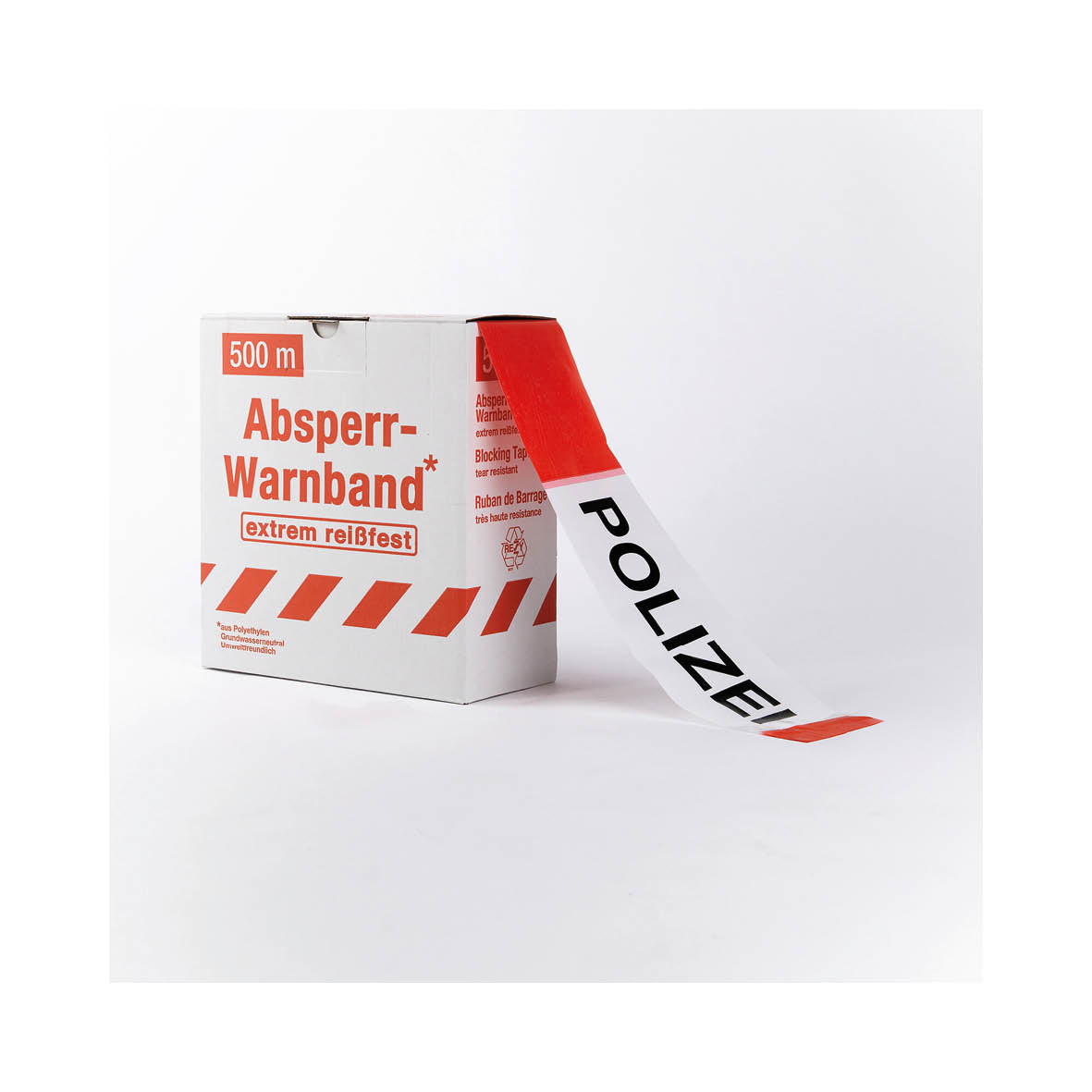 Absperrband Text, POLIZEI, rot-weiss, 500 m x 80 mm, VE 5 Stk.