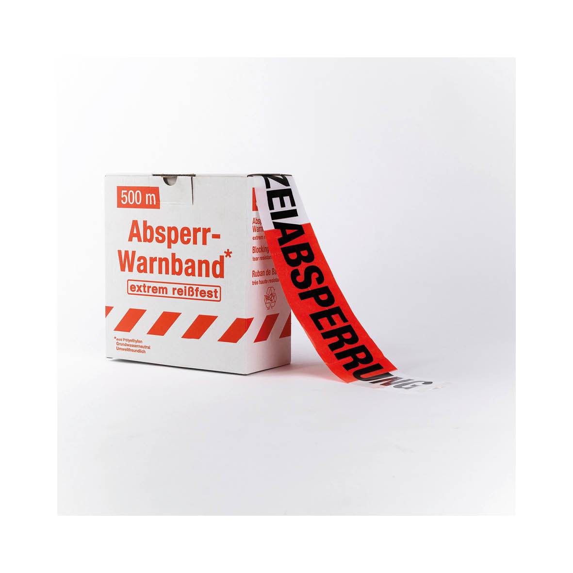 Absperrband Text, POLIZEIABSPERRUNG, rot-weiss, 500 m x 80 mm, VE 5 Stk.