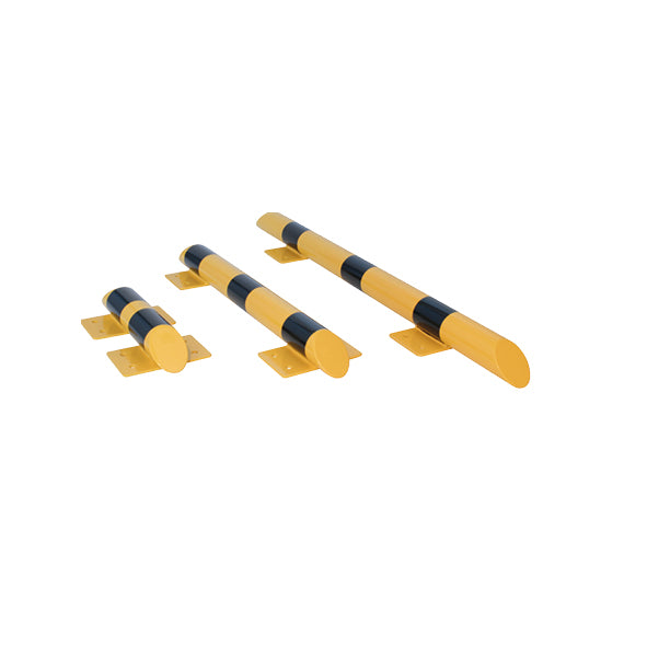Rammschutz Stahl Rollstopp, ø 76 mm, zum Aufschrauben, 800 mm, gelb-schwarz, 6.6 kg
