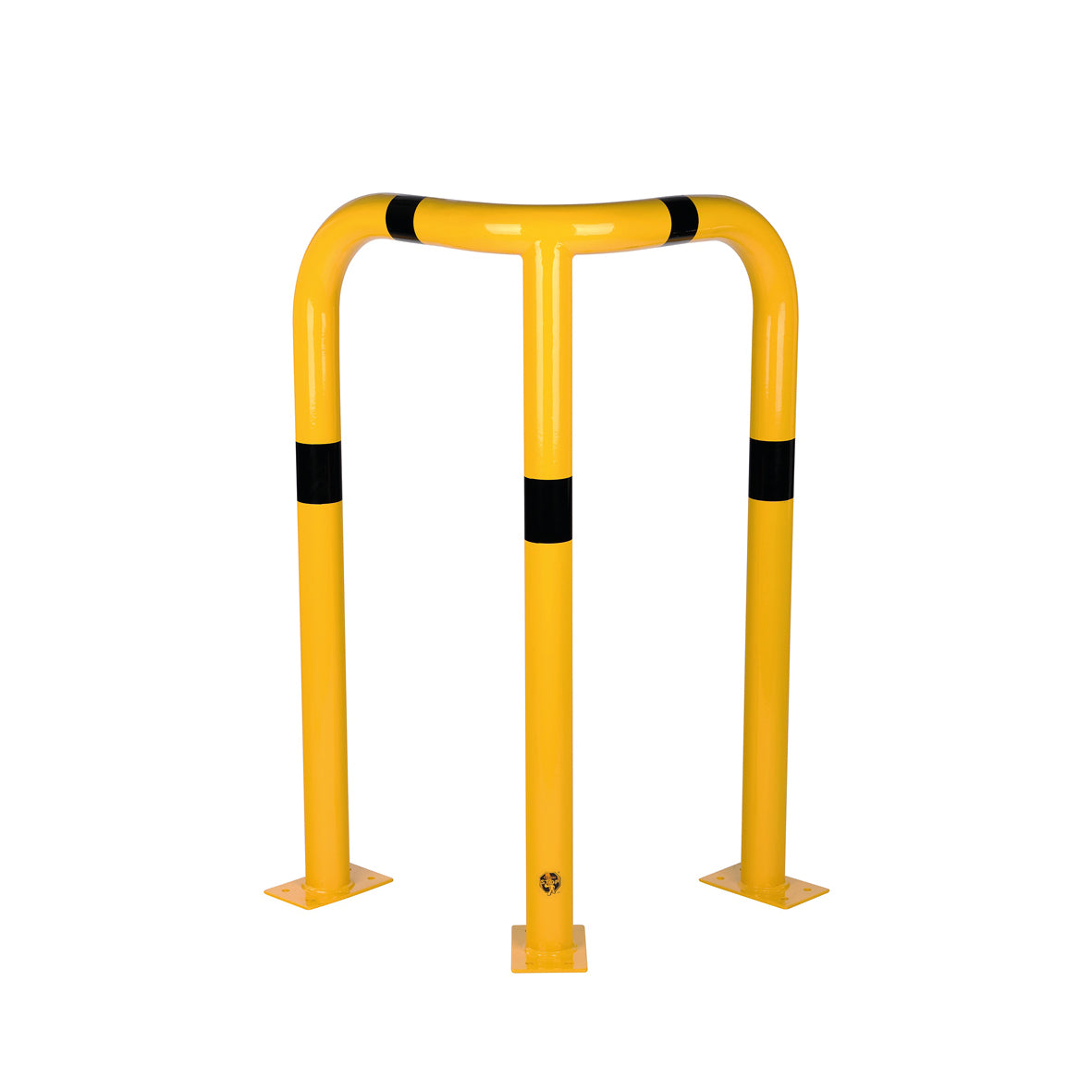 Eckschutzbügel, ø 76 mm, Höhe 1200 mm, SL 600 mm, gelb-schwarz, zum Aufschrauben