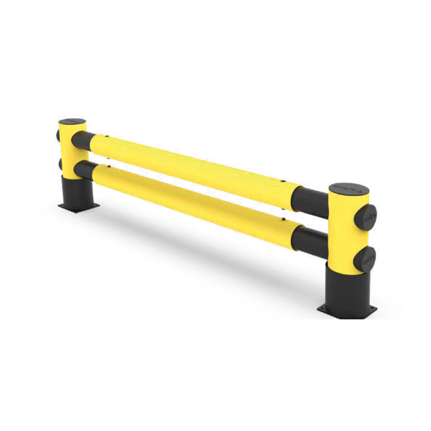 d-flexx Golf, Regalendschutz zweizeilig, Breite 2500 mm, Höhe 760 mm, 28,6 kg