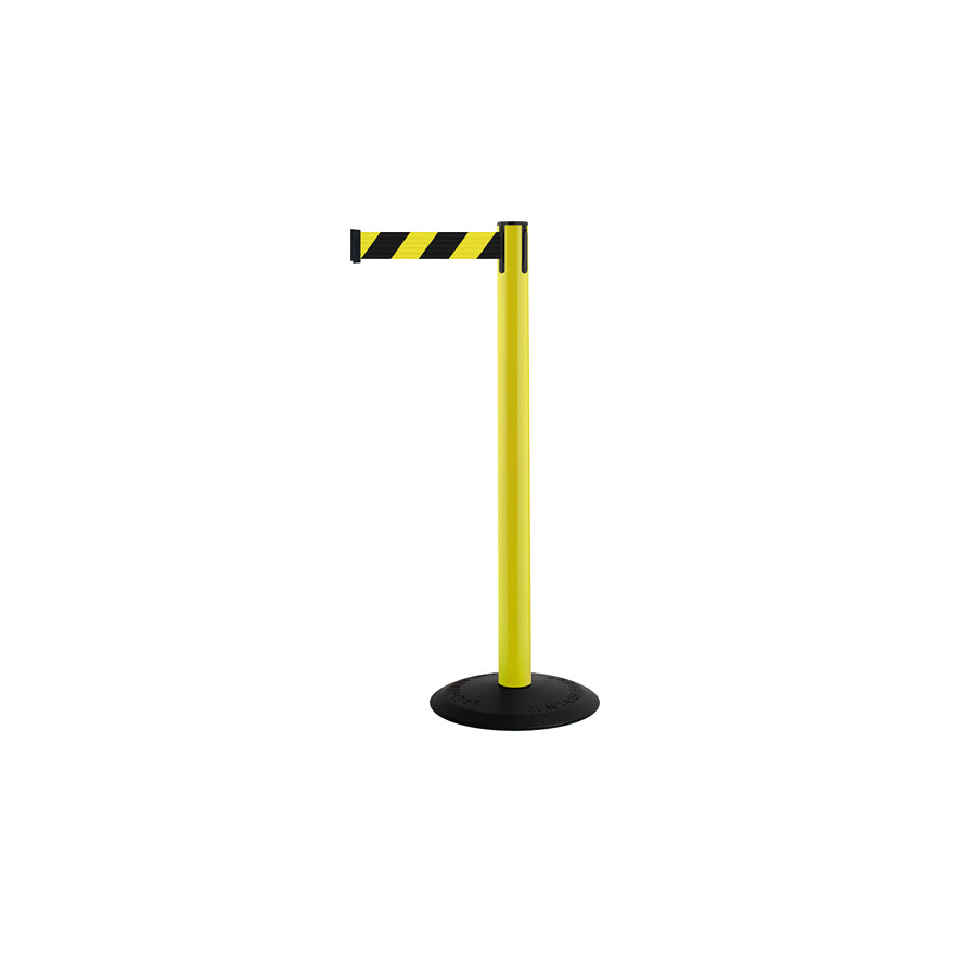 Tensabarrier Popular, 2.3 m, PVC, gelber Pfosten, gelb-schwarz, 9 kg, Gussfussplatte