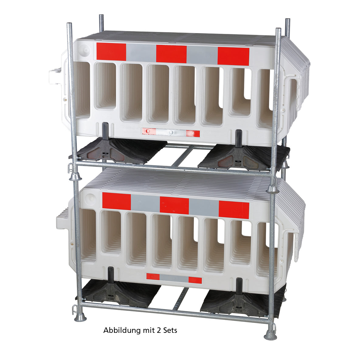 Absperrgitter gelb, Set mit Lager- und Transportgestell, 15 gelbe Absperrgitter, 2000 x 820 x 1250 mm, 275.5 kg