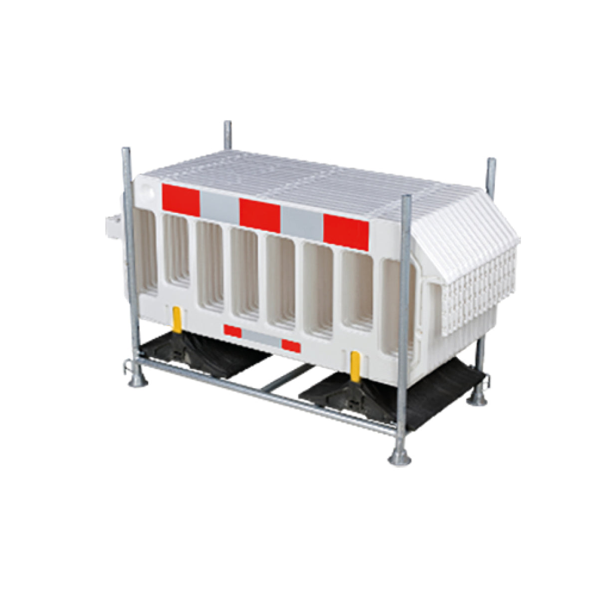Absperrgitter weiss, Set mit Lager- und Transportgestell, 15 weisse Absperrgitter, 2000 x 820 x 1250 mm, 275.5 kg