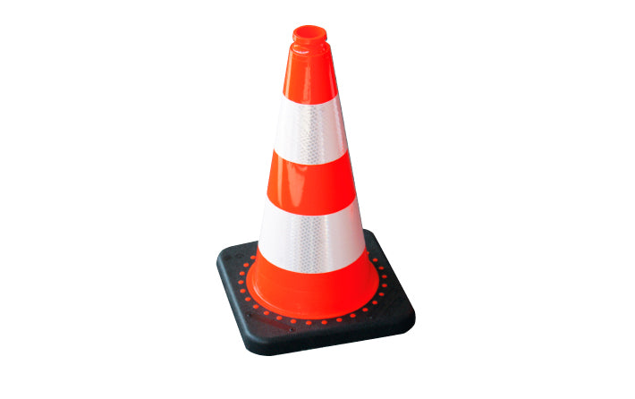 Verkehrsleitkegel reflektierend, rot tagesleuchtend-silber reflektierend, R2, schwer, 2 Streifen, h = 50 cm, g = 2.2 kg