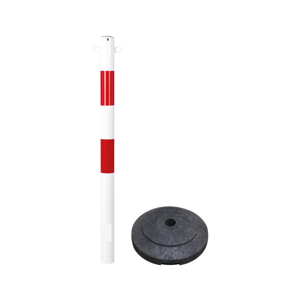 Kettenständer 60, mit Recyclingfuss, rot/weiss, mit 2 Oesen, ø 60 mm, inkl. Recyclingfuss ø 450 mm 15 kg
