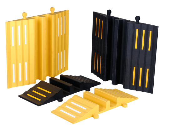 Schlauch- und Kabelbrücke Vollgummi, verstärkt schwarz, mit Verbindungselementen, L/B/H: 830/300/90 mm