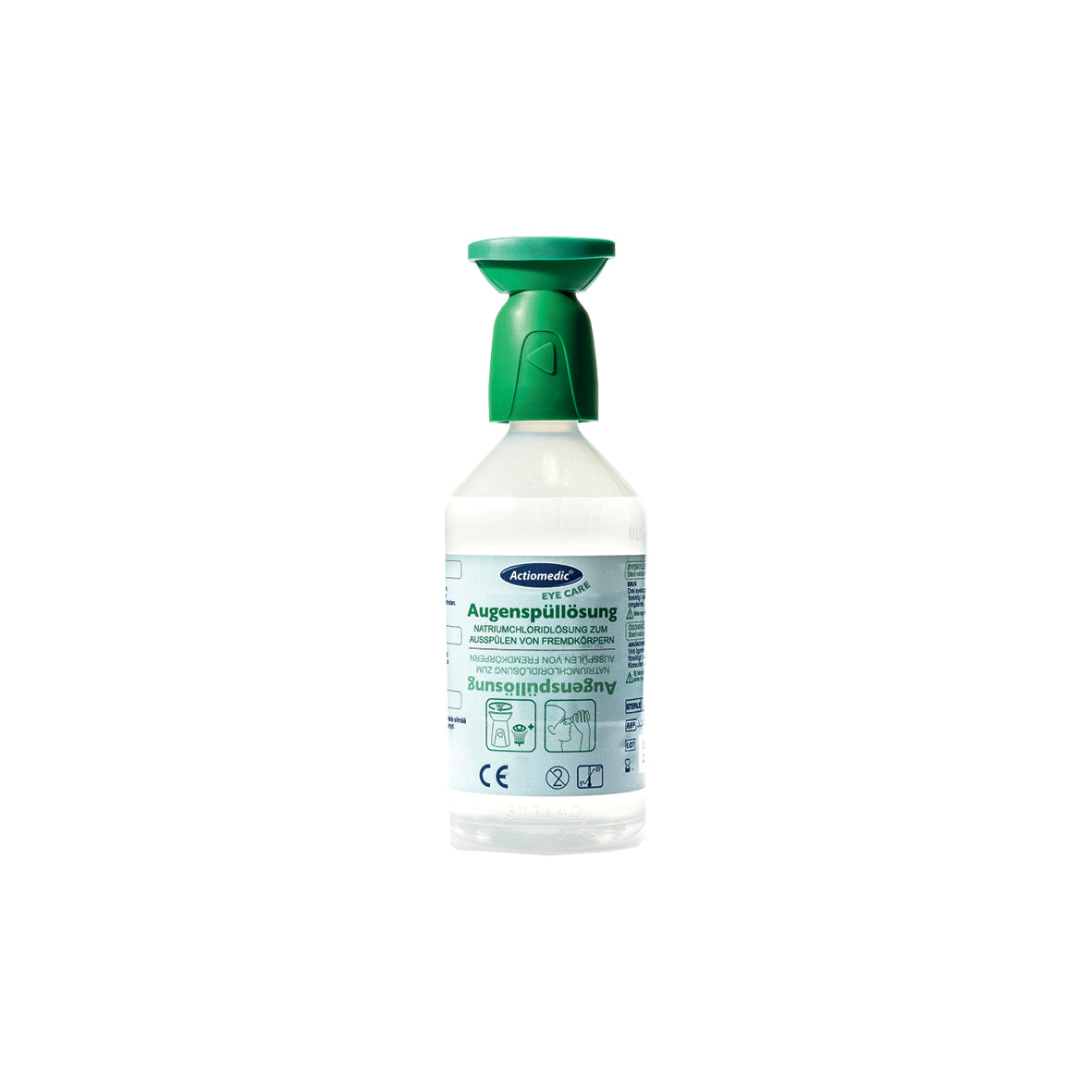 Augenspülflasche, 250 ml Natriumchloridlösung 0.9% mit Staubschutzkappe. Spülzeit ca. 5 Min, Haltbarkeit: 3 jahre. VE 10 Stk.