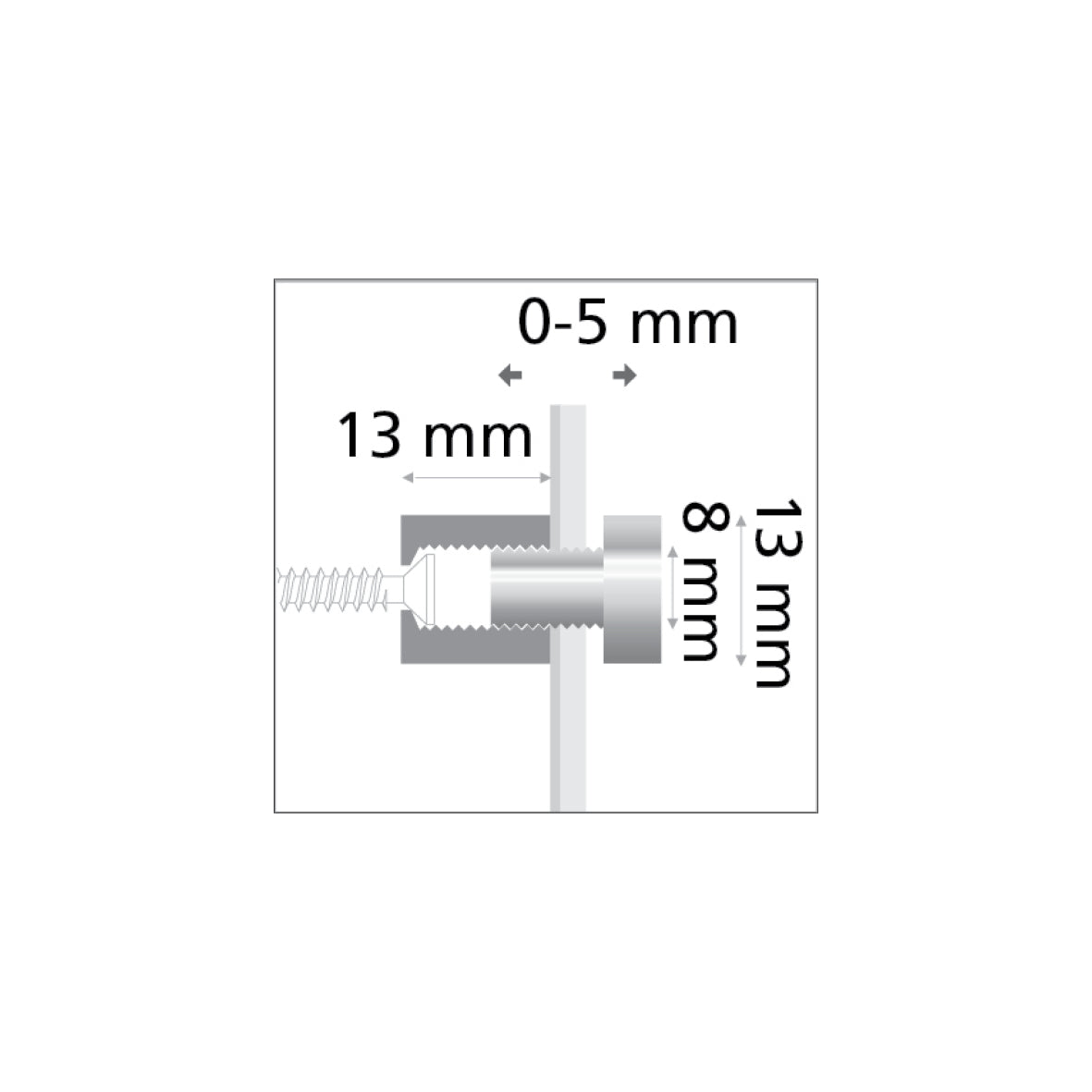Wandschild Plexiglas Abstandhalter, Fisso Mix Alu, 4er-Set, Alu titan, 20/13 mm, VE 4 Stk.