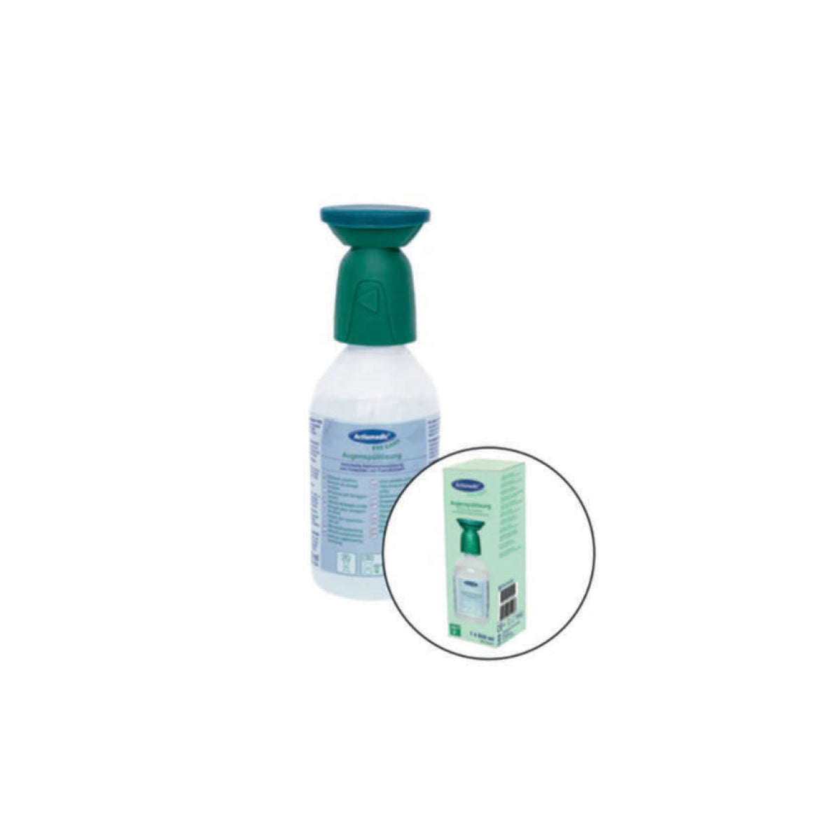 Augenspülflasche, 250 ml Natriumchloridlösung 0.9% mit Staubschutzkappe. Spülzeit ca. 5 Min, Haltbarkeit: 3 jahre. VE 12 Stk., Einzelkarton
