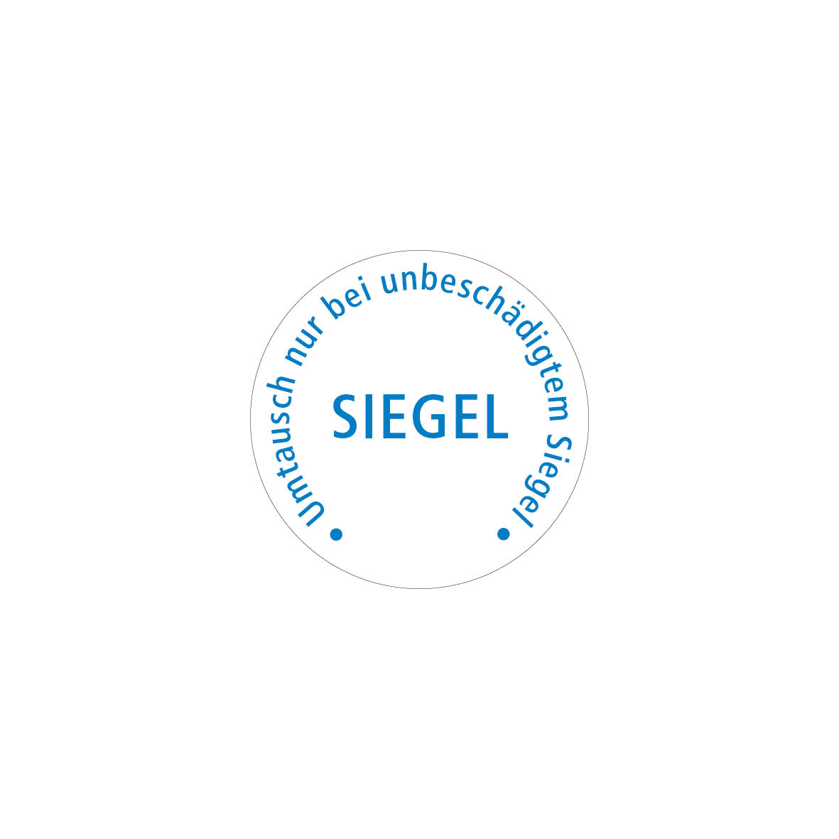 Sicherheitssiegel 4.0121, FO-F, weiss/blau, "SIEGEL-Umtausch nur bei unbschädigtem Siegel"
