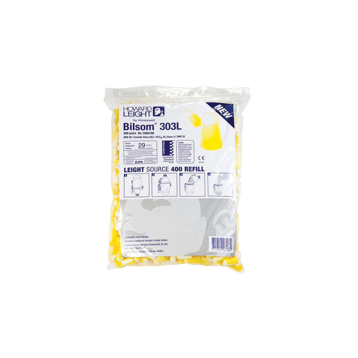 Gehörschutzstöpsel, Bilsom 303L, Nachfüllpackung, VE = 200 Paar