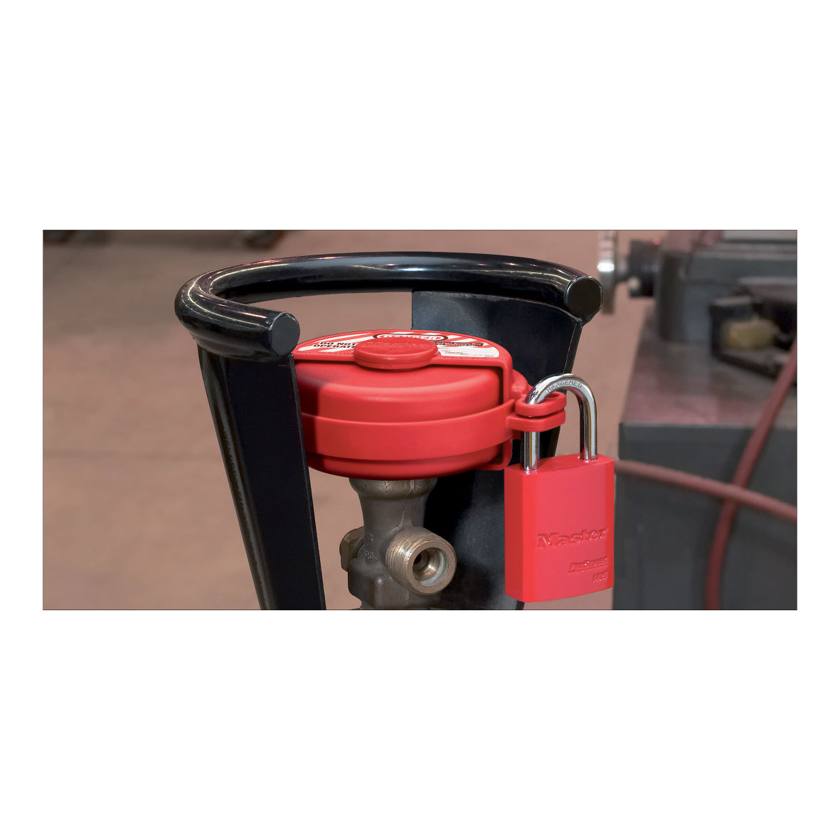 Ventilverriegelung für Gasflaschen, D = 110 mm, Höhe 45 mm, UV-beständig, temperaturbeständig -47 bis +177 °C