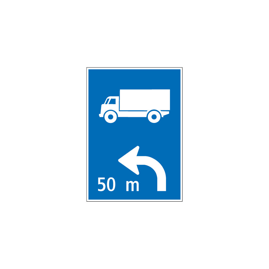 4.23 Voranzeige für Umleitung des Schwerverkehrs, Hinweissignale