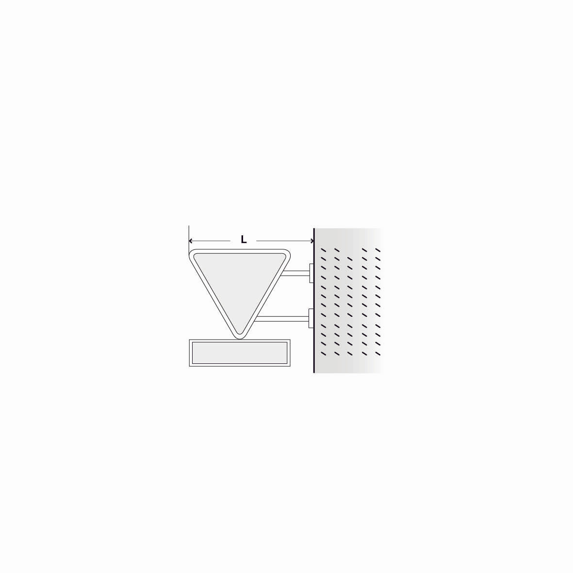 Signalträger 3-Eck 1, SL 60 cm, 60/20 cm, seitlich, 2 Flansche