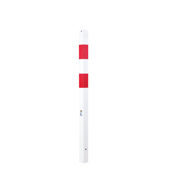 Absperrpfosten 70, zum Einbetonieren, 2 Ösen, rot-weiss, 70/70 mm, Höhe: 1400 mm