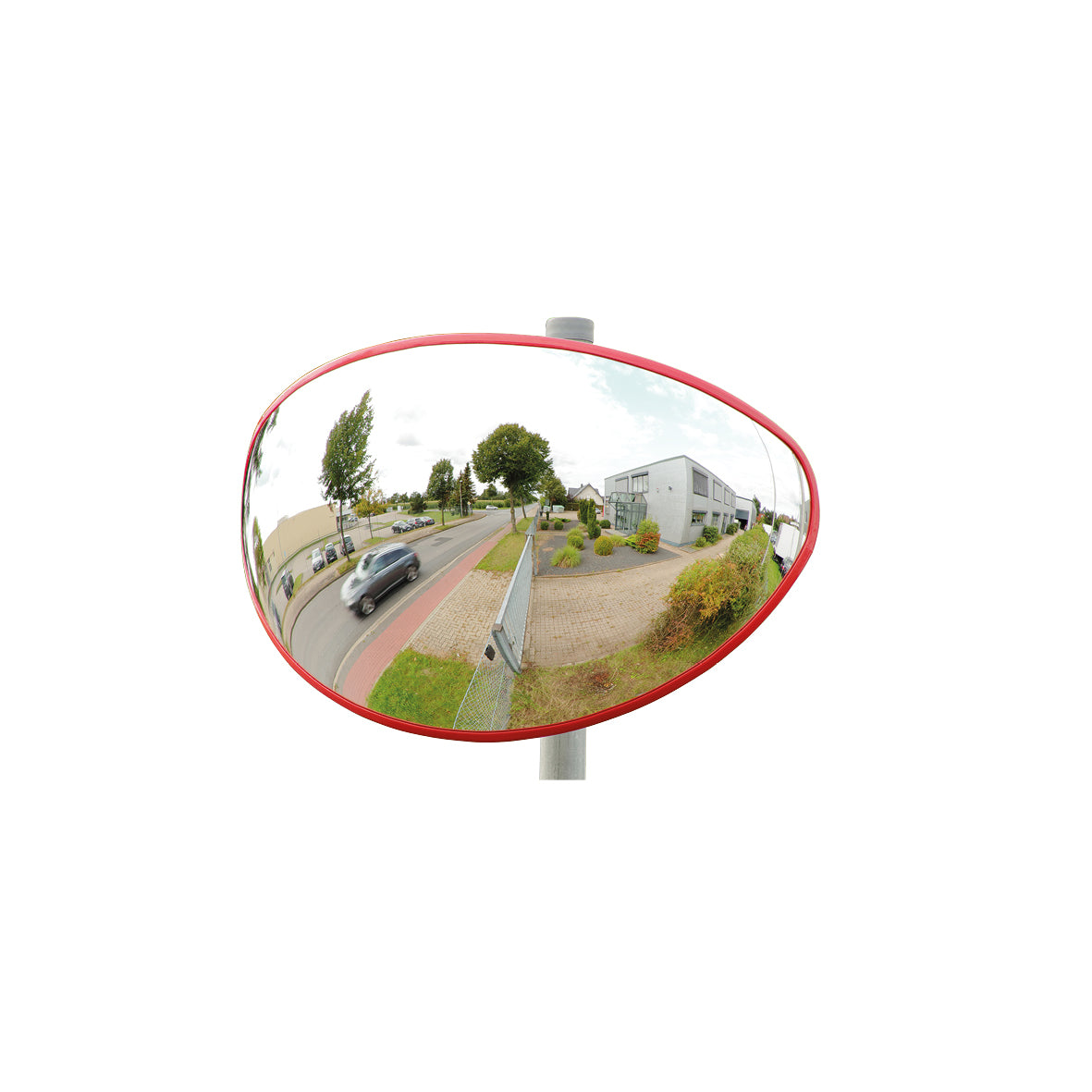 Verkehrsspiegel Explorer, Acryl, ø 80 cm, 180°, roter Rand, für Ausseneinsatz