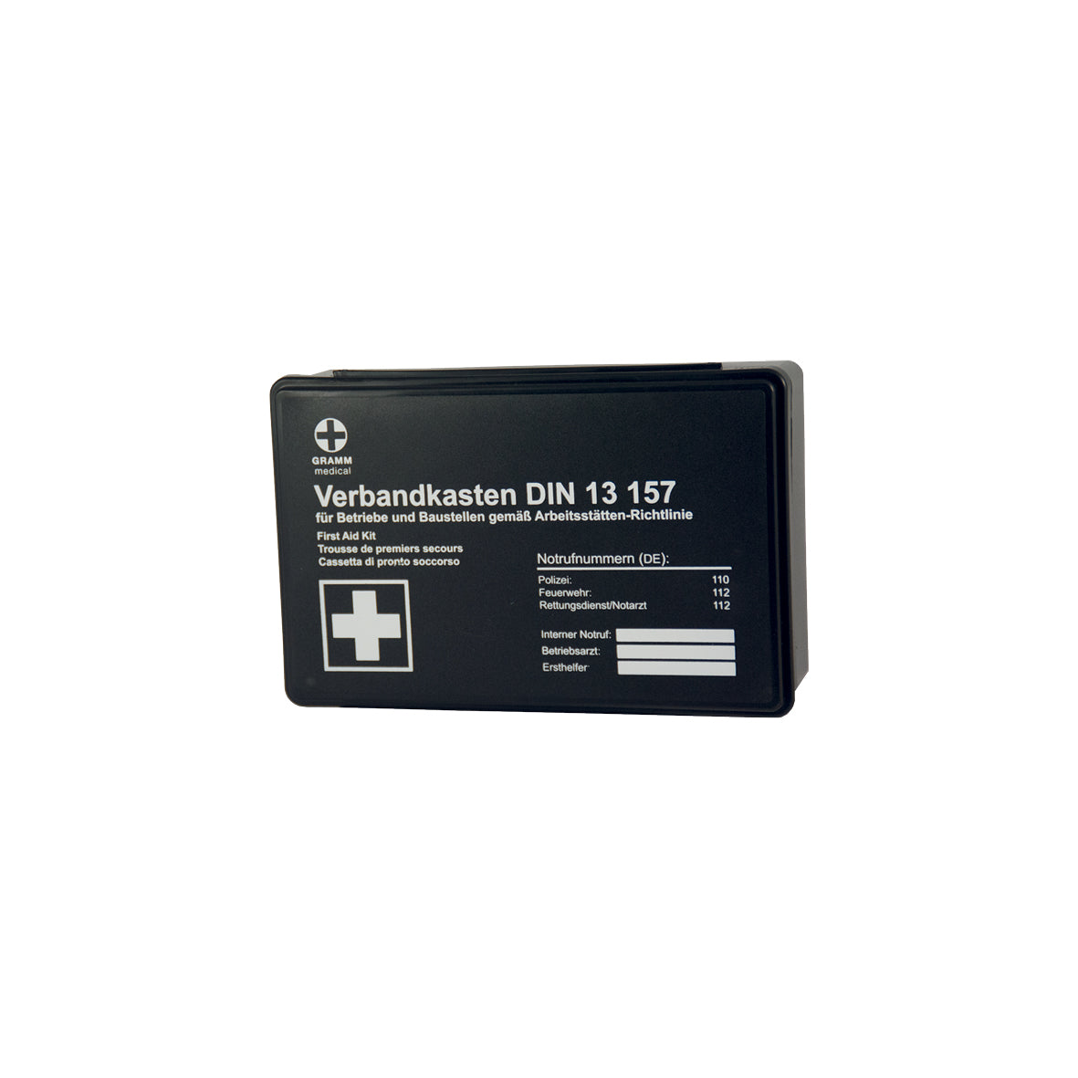 Betriebsverbandkasten MINI, + Wandhalterung, schwarz, DIN 13 157