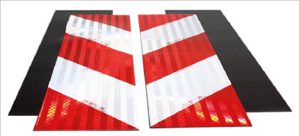Gefahrenmarkierungsstreifen, magnetisch für Fahrzeuge, 3M 3410, R2, rot-weiss, reflektierend, 141/564 mm, Kombi: VE= 2 x li, 2 x re