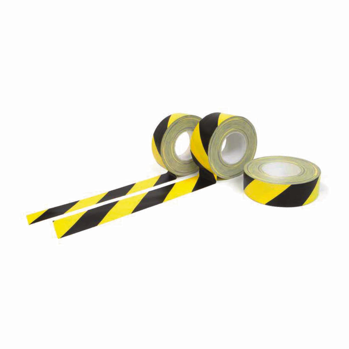 Warnmarkierungsband Gewebe, 50 m x 50 mm, schwarz-gelb, linksweisend